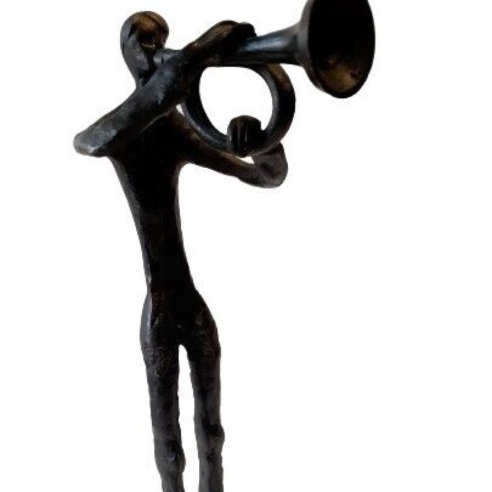 Musician playing Trump Cast Iron Statue Jazz band 10"